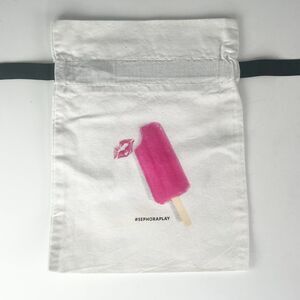 Sephora Kiss Popsicle Drawstring Cloth MakeUp Delicates Travel Bag White New